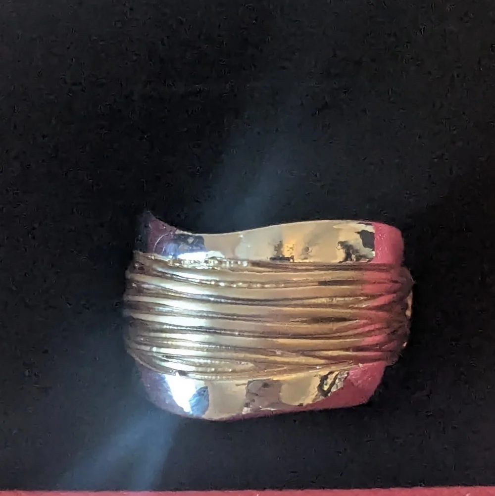 NEW Sculptural Wave Statement Ring Modernist Artisan Silver Wide Band Minimalist